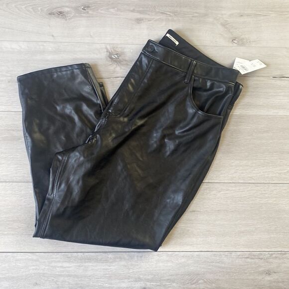 Abercrombie&Fitch Vegan Leather Ankle Straight Ultra High Rise Pant a black Nwt - Picture 8 of 10